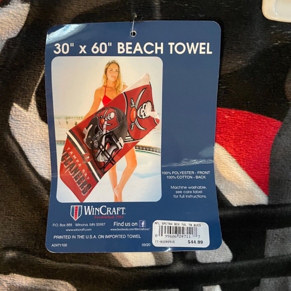 NWT Tampa Bay Buccaneers Beach Towel NFL licensed. 30" x 60" - Picture 1 of 7